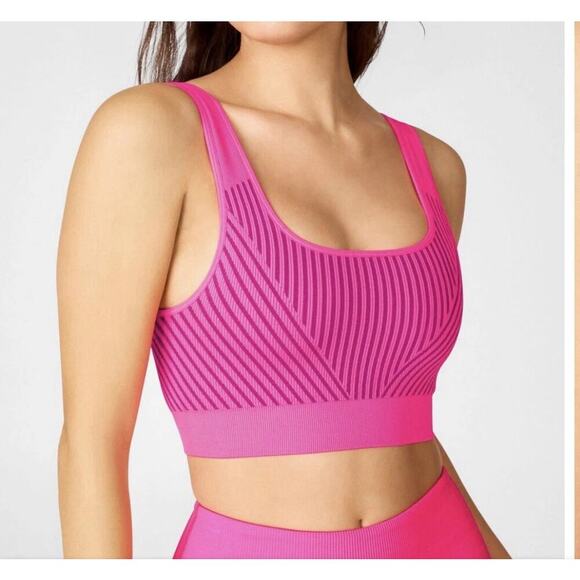 FABLETICS SPORT BRA SEAMLESS HOT PINK REVERSIBLE SZ S GYM PILATES ATHLEISURE - Picture 2 of 16